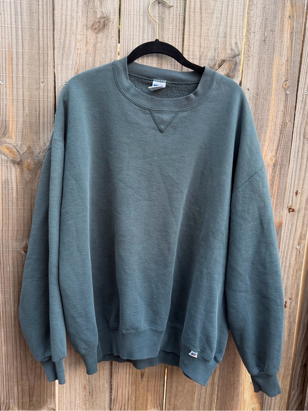 Vintage Russell Athletic Men's Crewneck Sweatshirt in Slate Green Size 2X